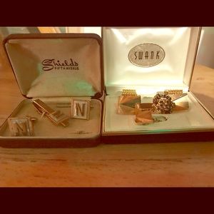 mother of pearl Versace tie clips, , cuff links